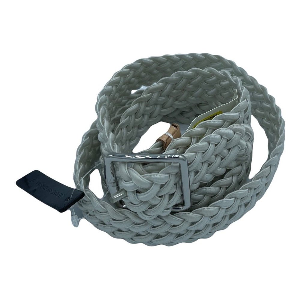 LRL Ralph Lauren Womens Braided Belt Metallic White Adjustable Buckle XL New